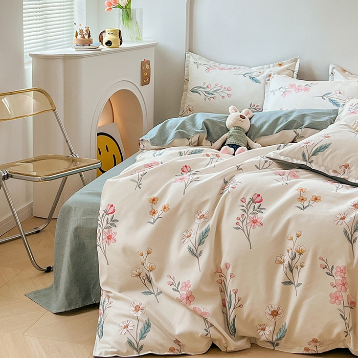 91家纺网 家纺一手货源 找家纺 世爵 2026新款亲肤磨毛印花四件套 幽兰情思