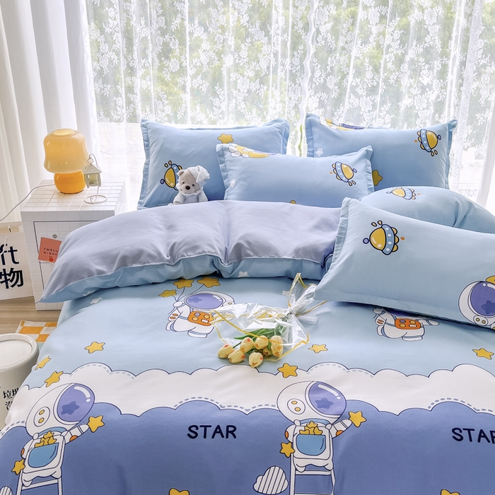 91家纺网 家纺一手货源 找家纺 世爵 2026新款亲肤磨毛印花四件套 宇宙星光