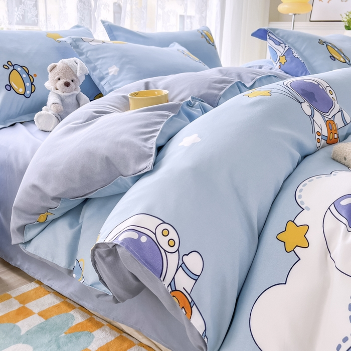 91家纺网 家纺一手货源 找家纺 世爵 2026新款亲肤磨毛印花四件套 宇宙星光