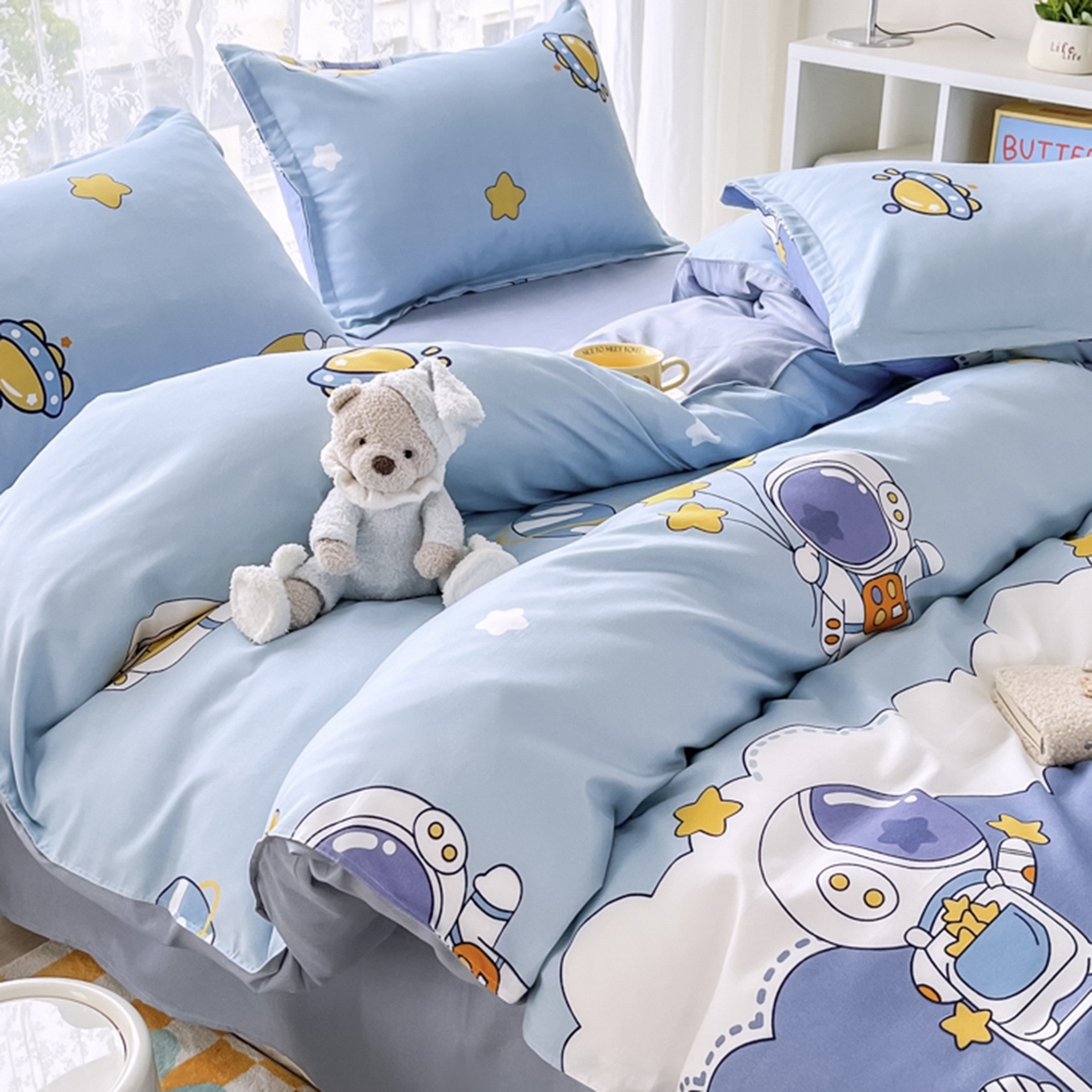 91家纺网 家纺一手货源 找家纺 世爵 2026新款亲肤磨毛印花四件套 宇宙星光