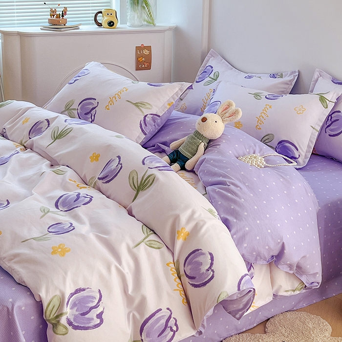 91家纺网 家纺一手货源 找家纺 世爵 2026新款亲肤磨毛印花四件套 郁金花海