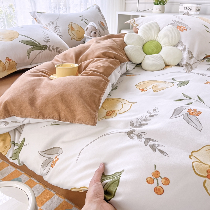 91家纺网 家纺一手货源 找家纺 世爵 2026新款亲肤磨毛印花四件套 郁金香