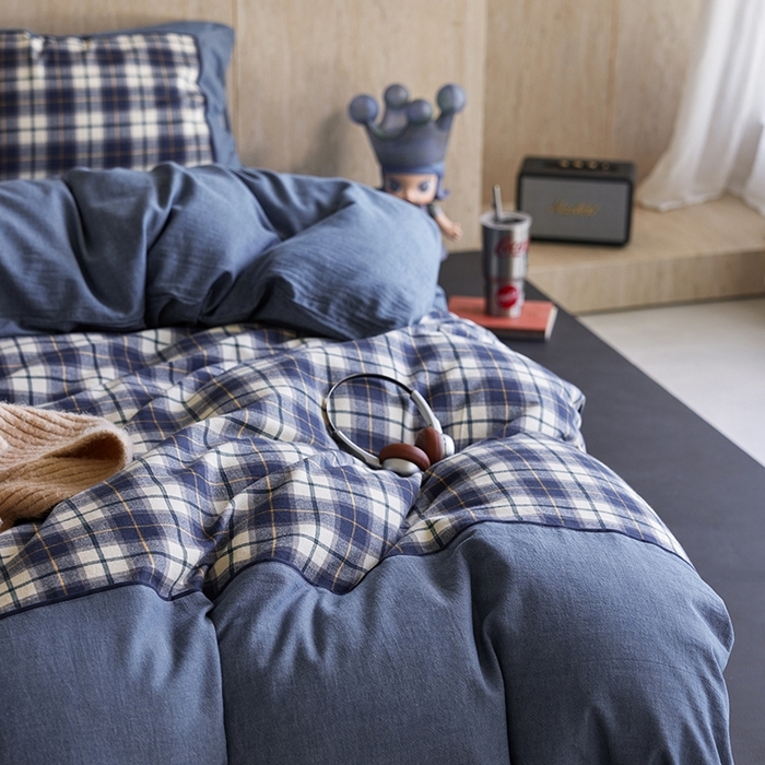 91家纺网 家纺一手货源 找家纺 （总）安莱生活 2025新款全棉纯棉色织宽边磨毛四件套