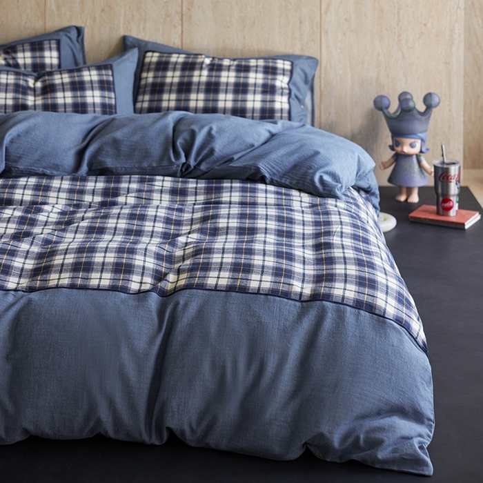 （总）安莱生活 2025新款全棉纯棉色织宽边磨毛四件套