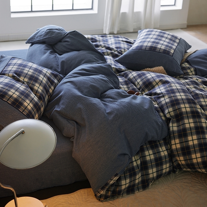 91家纺网 家纺一手货源 找家纺 （总）安莱生活 2025新款全棉纯棉色织宽边磨毛四件套