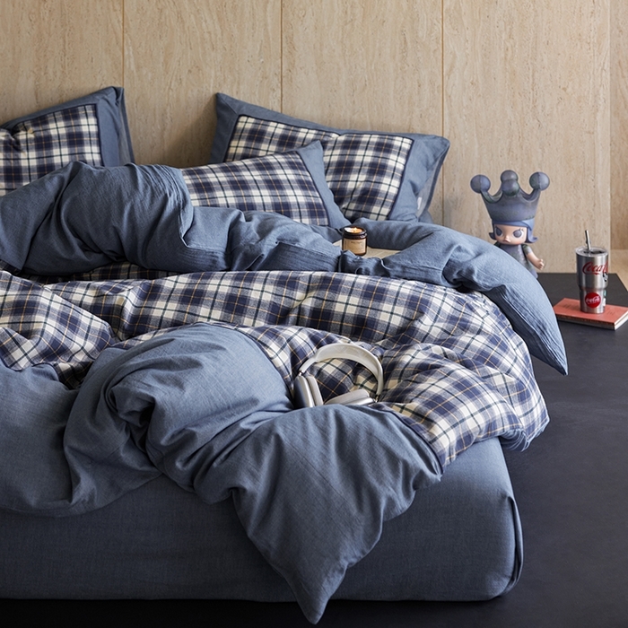 91家纺网 家纺一手货源 找家纺 （总）安莱生活 2025新款全棉纯棉色织宽边磨毛四件套