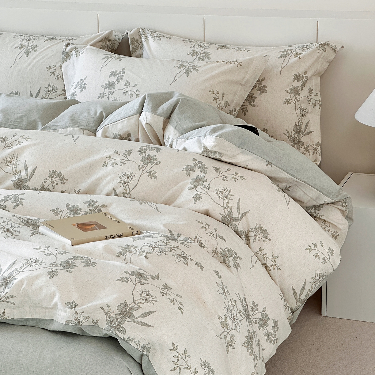 91家纺网 家纺一手货源 找家纺 锦罗绣 2026新款纯棉棉麻四件套 花隐溪