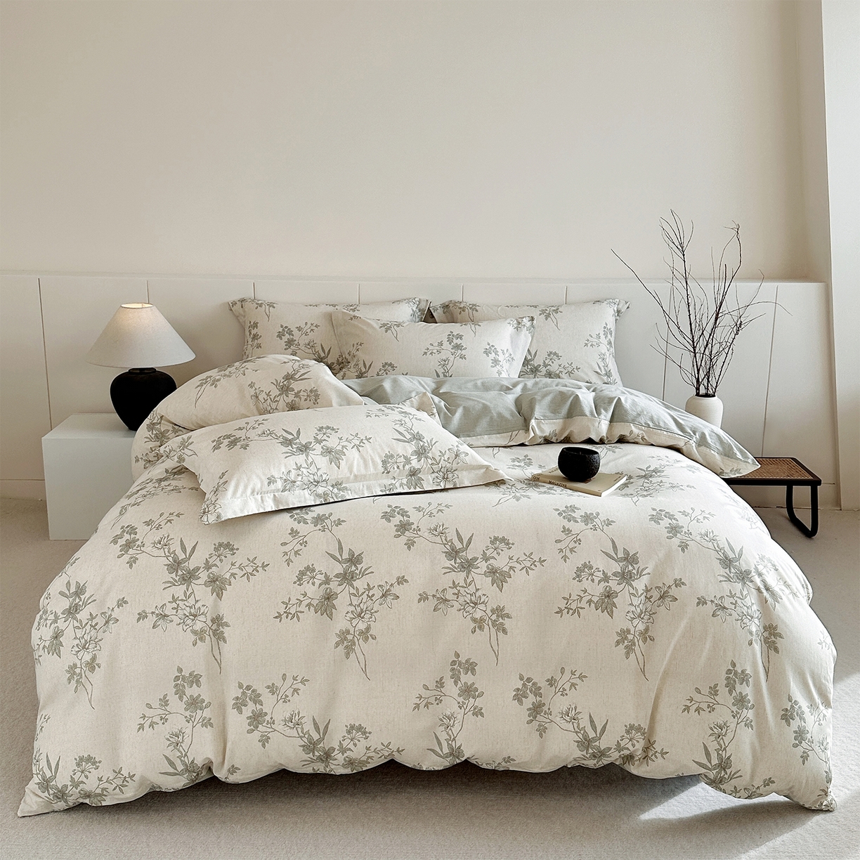 锦罗绣 2026新款纯棉棉麻四件套 花隐溪