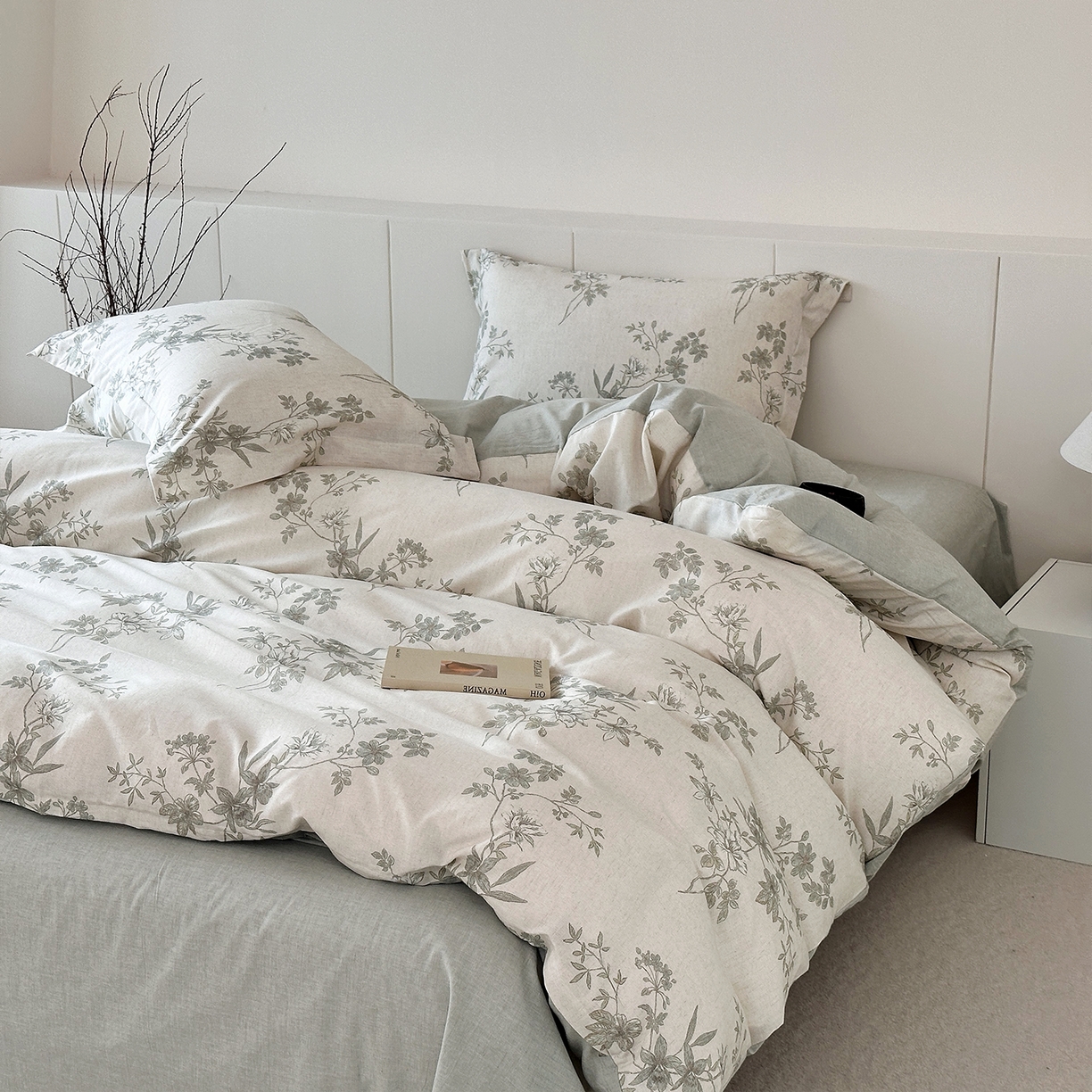 91家纺网 家纺一手货源 找家纺 锦罗绣 2026新款纯棉棉麻四件套 花隐溪