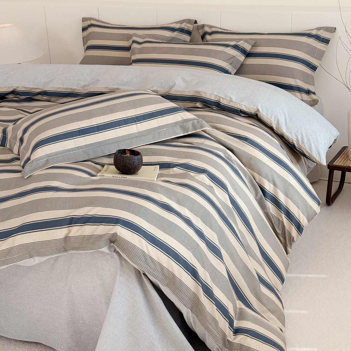 91家纺网 家纺一手货源 找家纺 锦罗绣 2026新款纯棉棉麻四件套 卡布奇诺