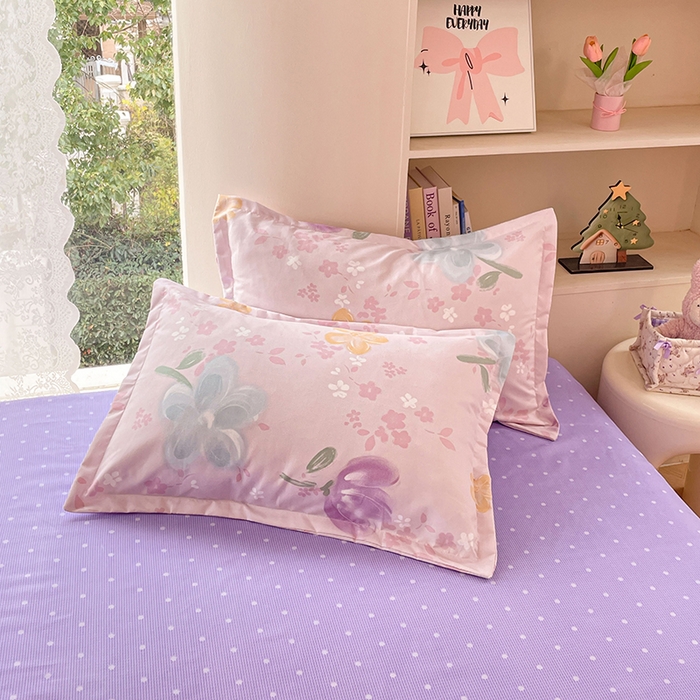 91家纺网 家纺一手货源 找家纺 世爵 2026新款亲肤磨毛印花单被套 晴光花叙粉