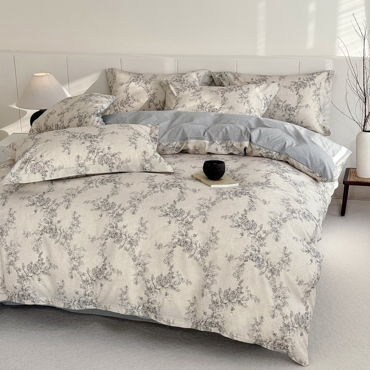 91家纺网 家纺一手货源 找家纺 锦罗绣 2026新款纯棉棉麻四件套 玫萱