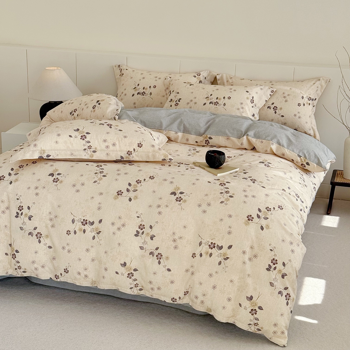 91家纺网 家纺一手货源 找家纺 锦罗绣 2026新款纯棉棉麻四件套 梦花吟