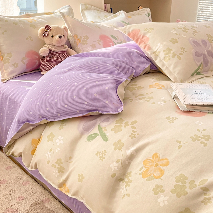 91家纺网 家纺一手货源 找家纺 世爵 2026新款亲肤磨毛印花单被套 晴光花叙绿