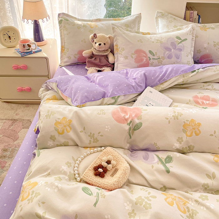 91家纺网 家纺一手货源 找家纺 世爵 2026新款亲肤磨毛印花单被套 晴光花叙绿