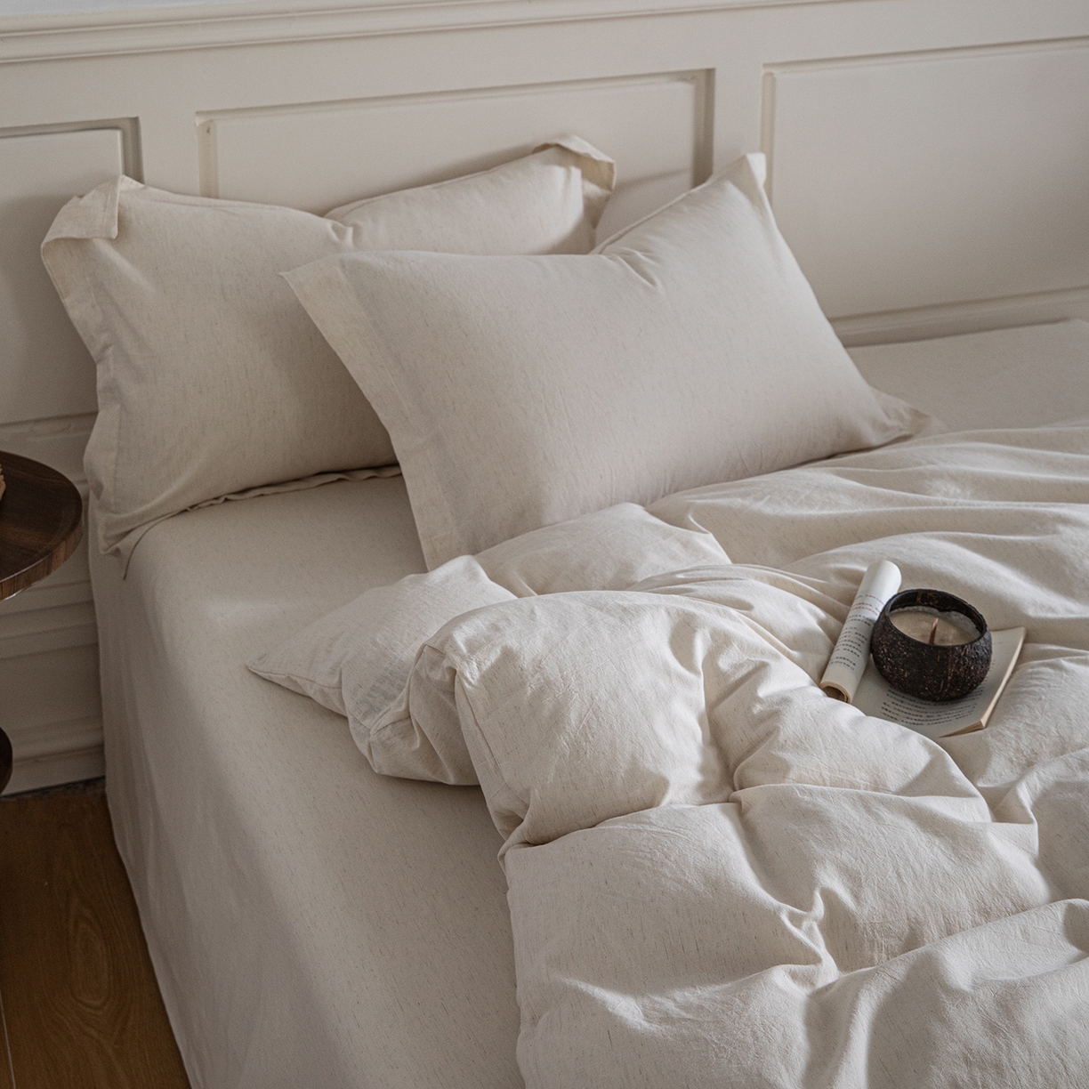 91家纺网 家纺一手货源 找家纺 锦罗绣 2026新款纯棉棉麻四件套 棉麻-米白