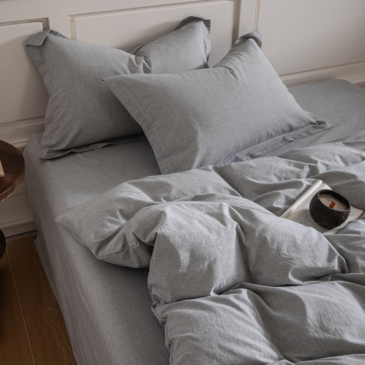 91家纺网 家纺一手货源 找家纺 锦罗绣 2026新款纯棉棉麻四件套 棉麻-浅灰