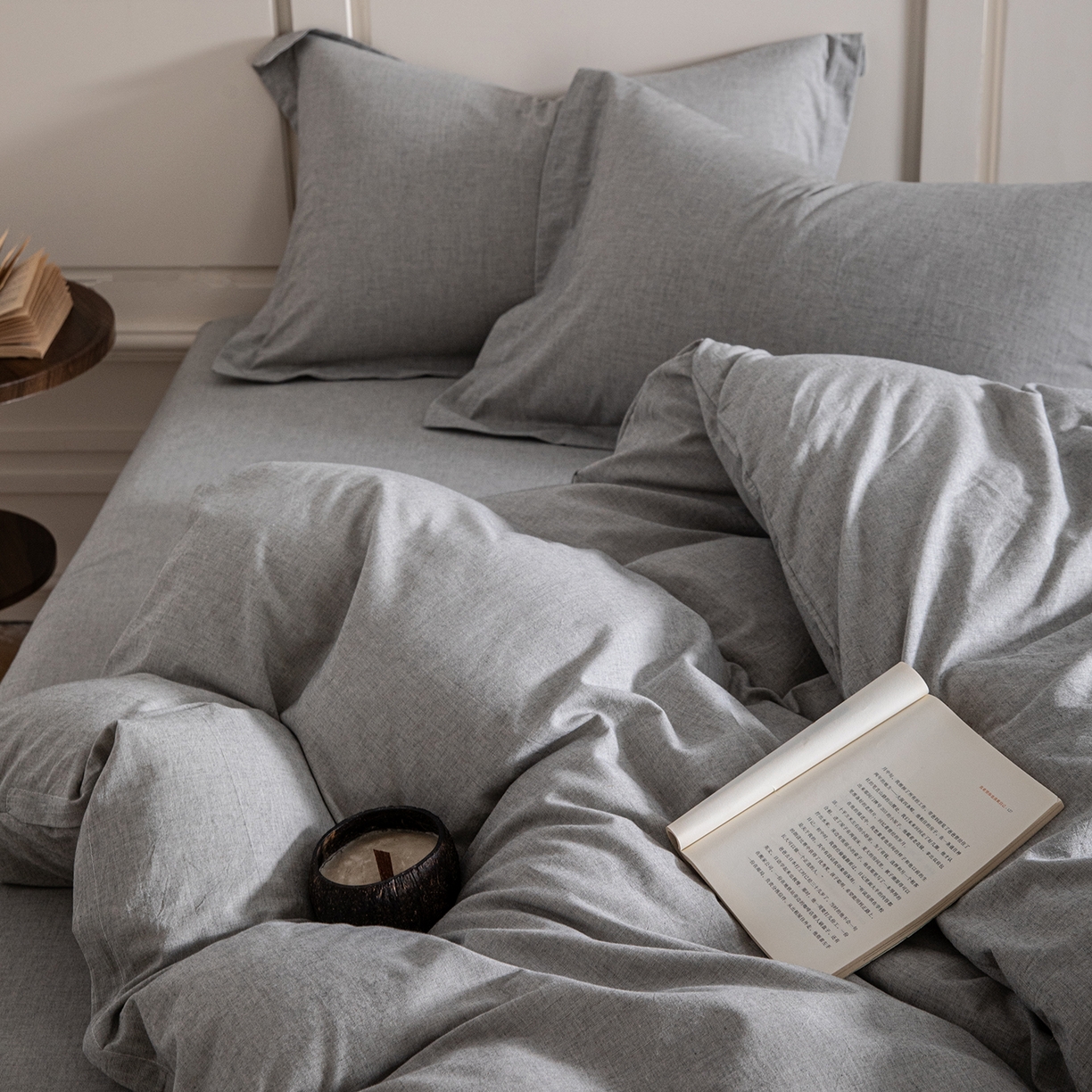 91家纺网 家纺一手货源 找家纺 锦罗绣 2026新款纯棉棉麻四件套 棉麻-浅灰