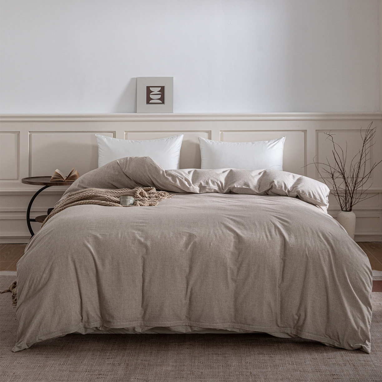 91家纺网 家纺一手货源 找家纺 锦罗绣 2026新款纯棉棉麻四件套 棉麻-浅咖