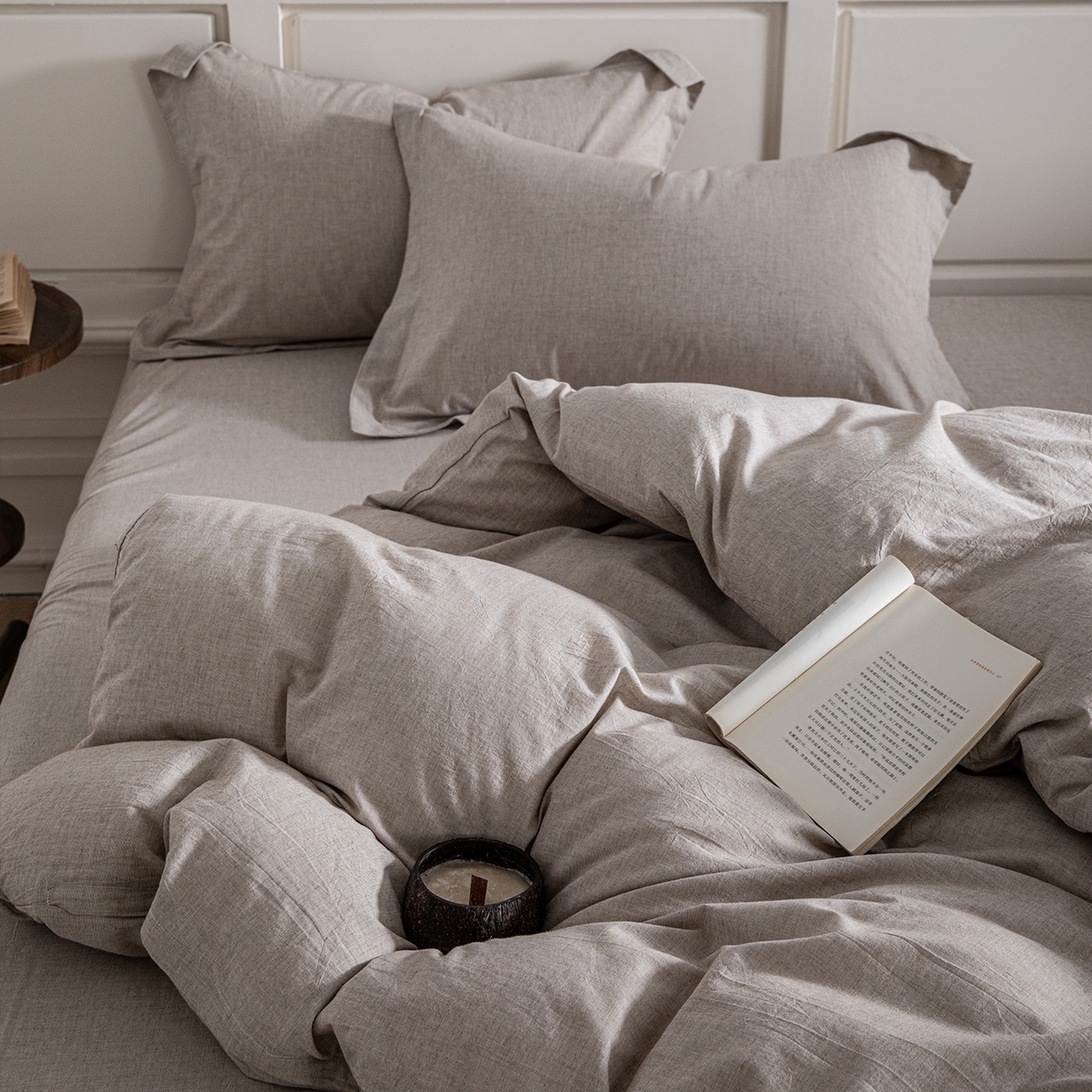 91家纺网 家纺一手货源 找家纺 锦罗绣 2026新款纯棉棉麻四件套 棉麻-浅咖