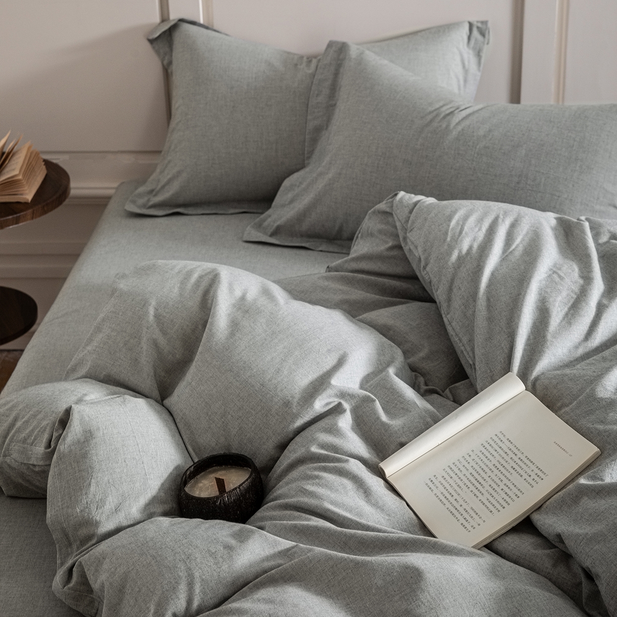 91家纺网 家纺一手货源 找家纺 锦罗绣 2026新款纯棉棉麻四件套 棉麻-浅绿