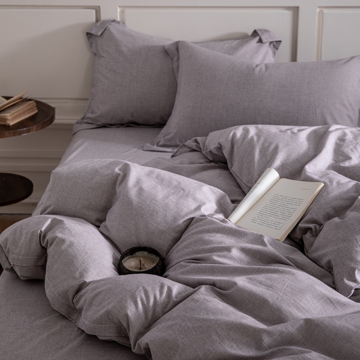 91家纺网 家纺一手货源 找家纺 锦罗绣 2026新款纯棉棉麻四件套 棉麻-浅紫