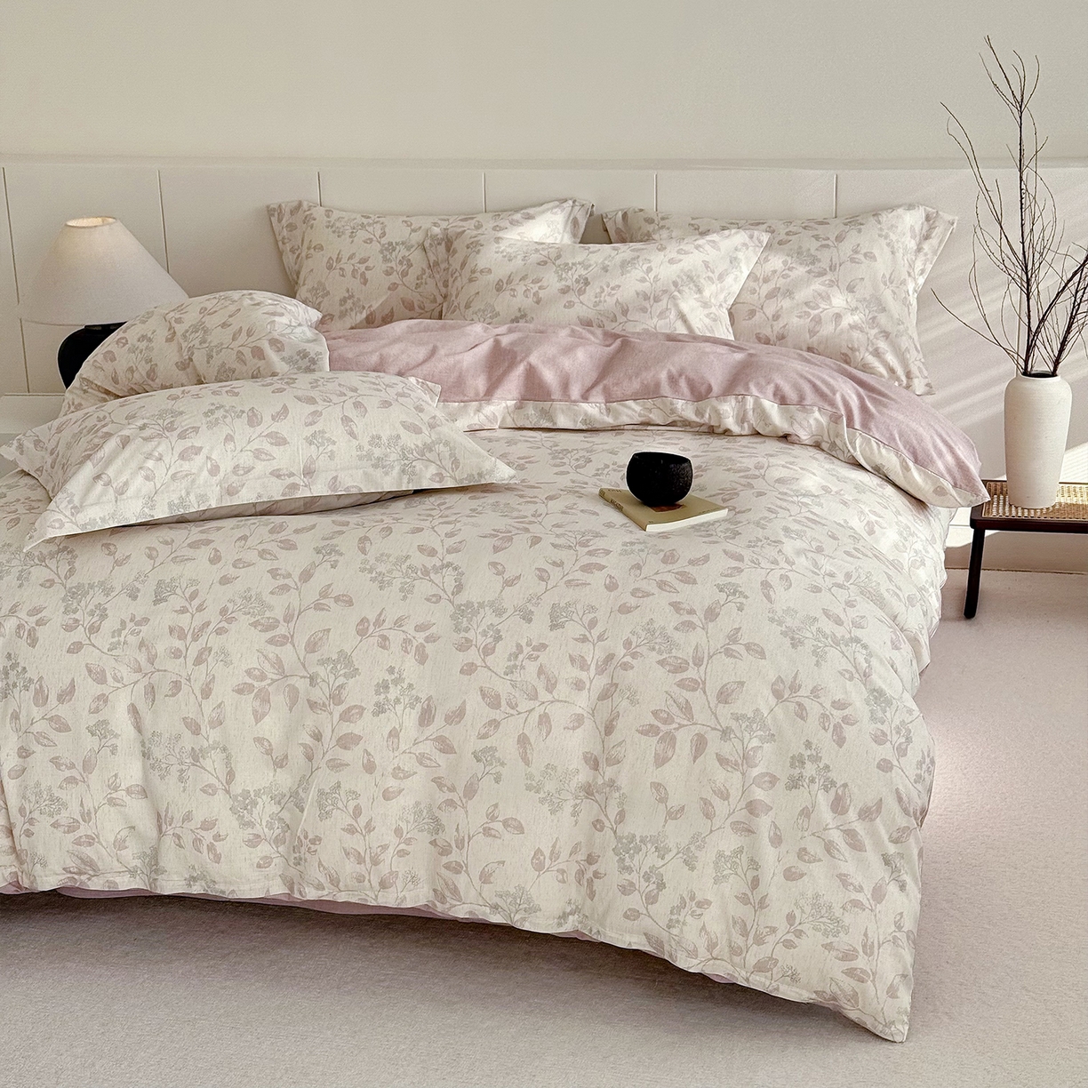 91家纺网 家纺一手货源 找家纺 锦罗绣 2026新款纯棉棉麻四件套 清风花叙