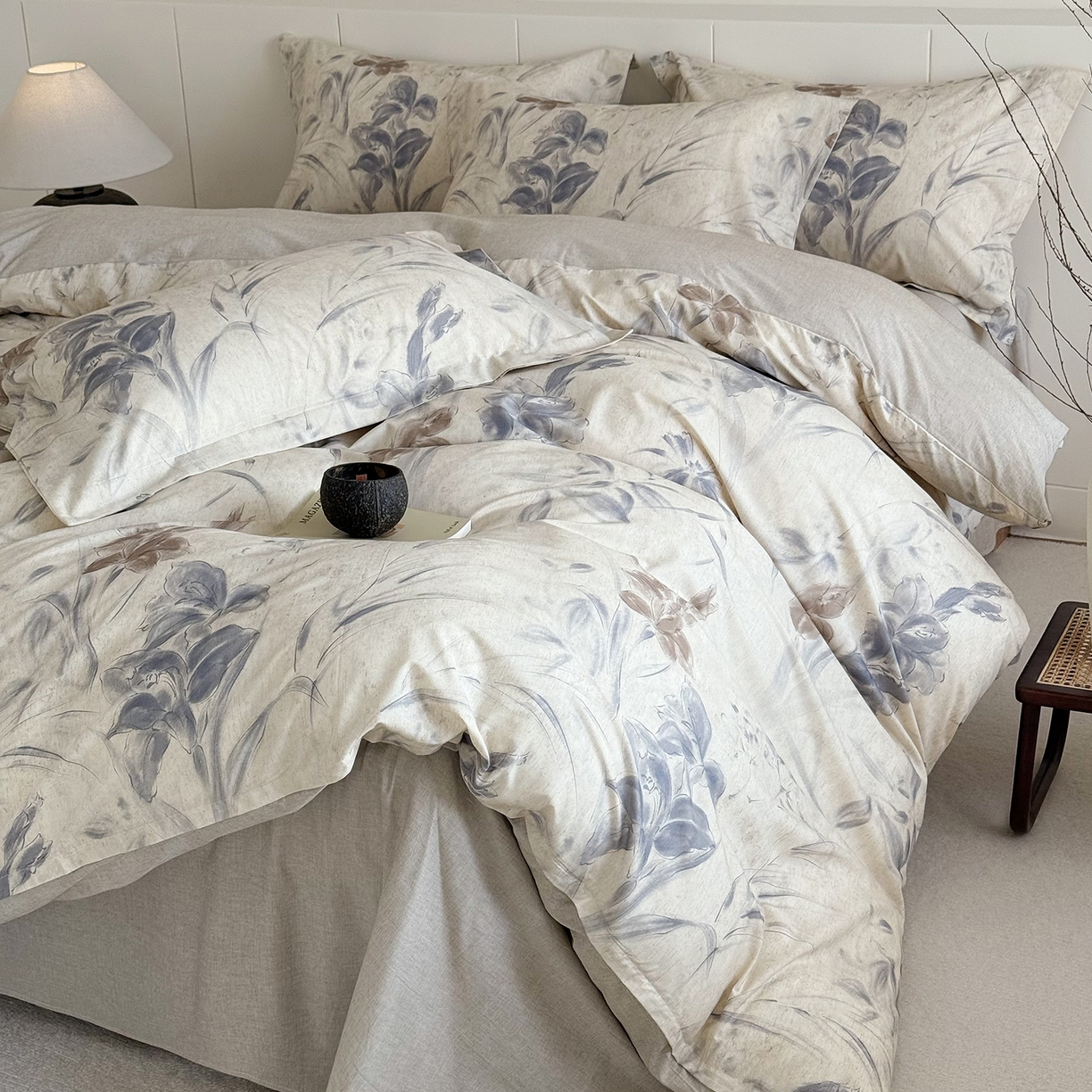 91家纺网 家纺一手货源 找家纺 锦罗绣 2026新款纯棉棉麻四件套 柔眠花韵