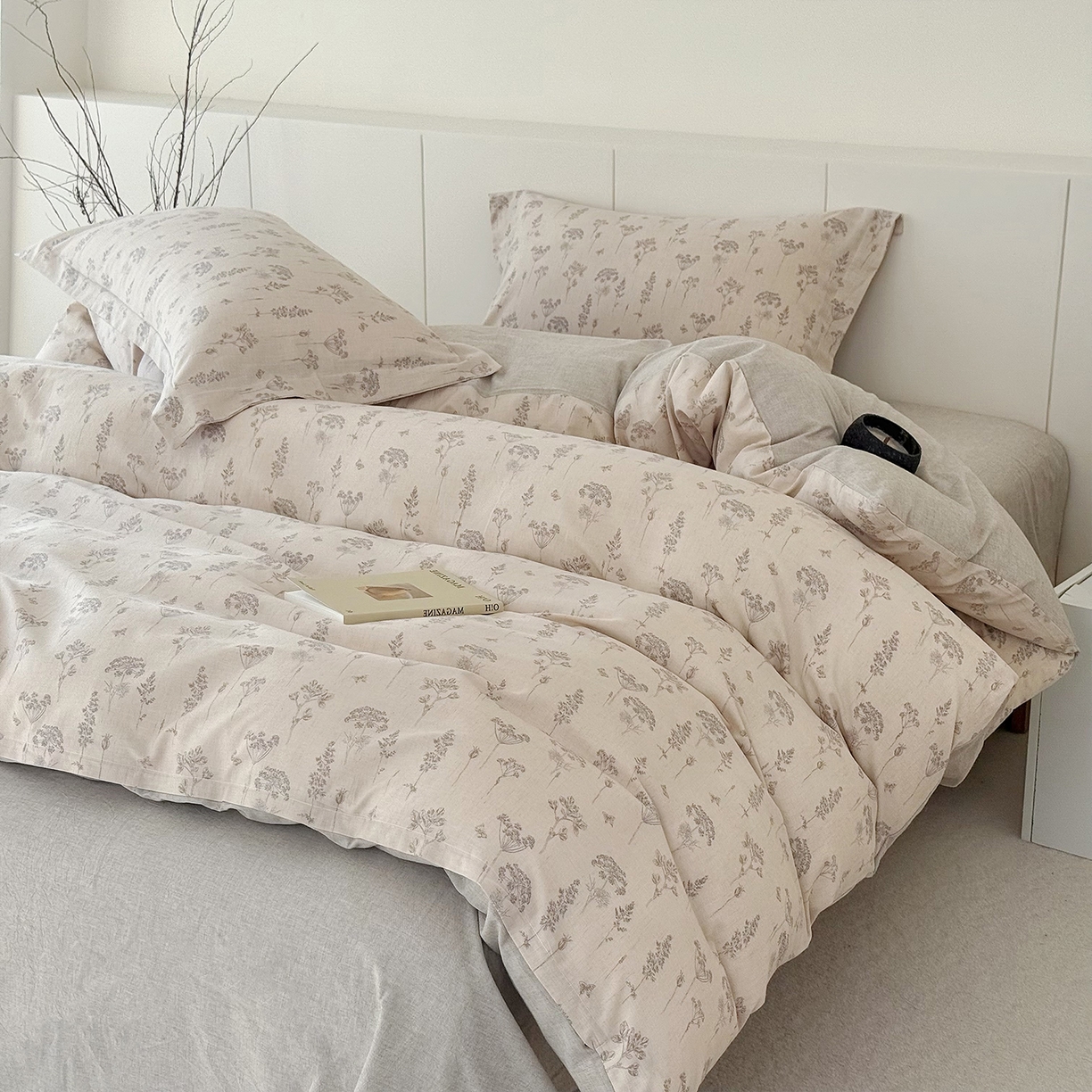 91家纺网 家纺一手货源 找家纺 锦罗绣 2026新款纯棉棉麻四件套 友韵花开