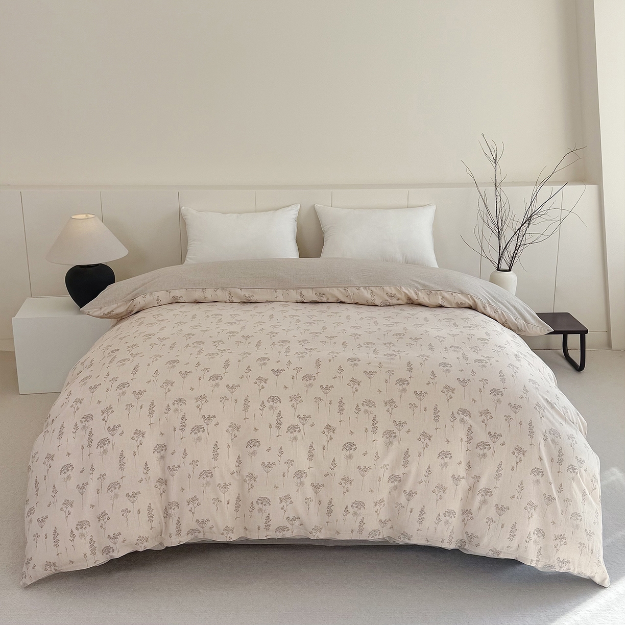 91家纺网 家纺一手货源 找家纺 锦罗绣 2026新款纯棉棉麻四件套 友韵花开