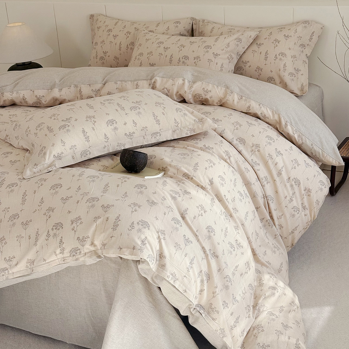 91家纺网 家纺一手货源 找家纺 锦罗绣 2026新款纯棉棉麻四件套 友韵花开