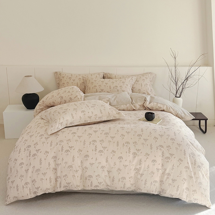 锦罗绣 2026新款纯棉棉麻四件套 友韵花开