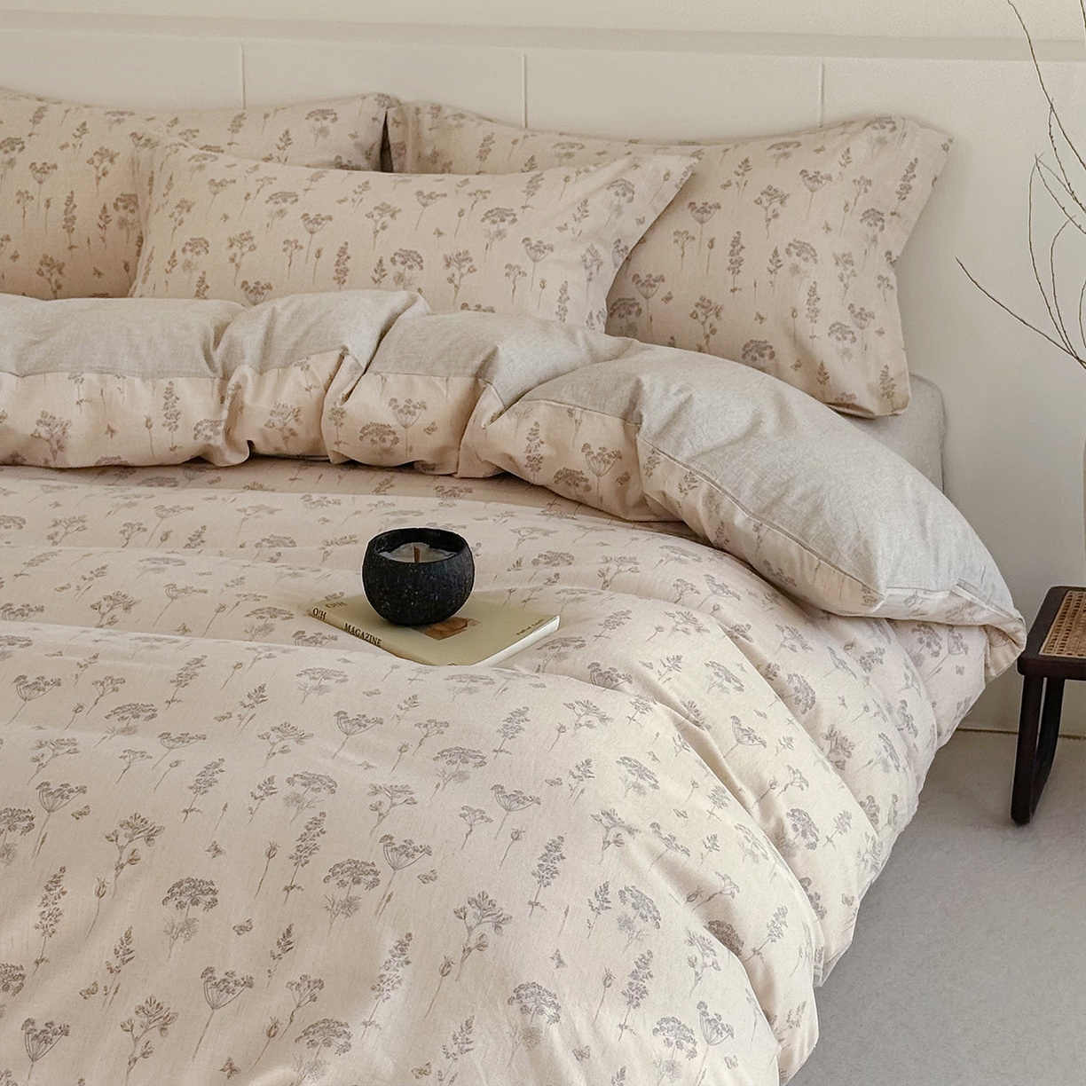 91家纺网 家纺一手货源 找家纺 锦罗绣 2026新款纯棉棉麻四件套 友韵花开