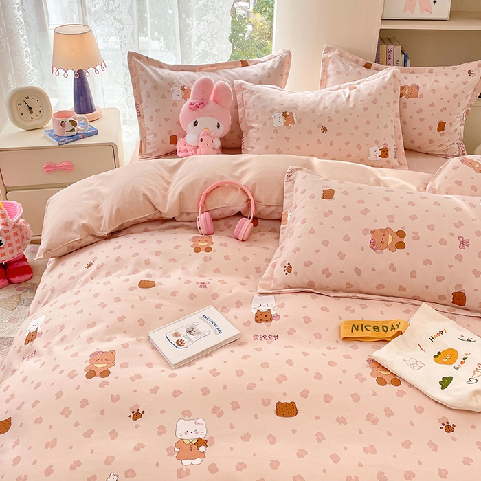 91家纺网 家纺一手货源 找家纺 世爵 2026新款亲肤磨毛印花单被套 甜喵语