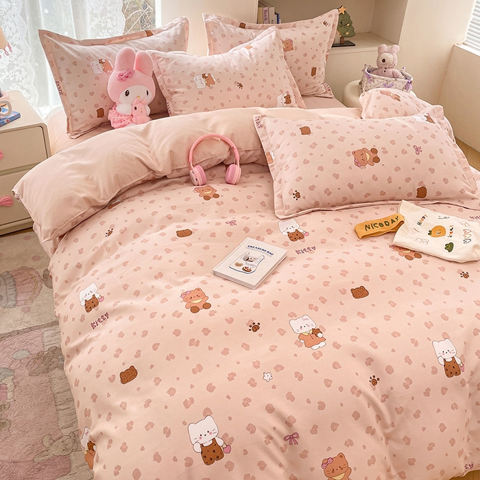 91家纺网 家纺一手货源 找家纺 世爵 2026新款亲肤磨毛印花单被套 甜喵语