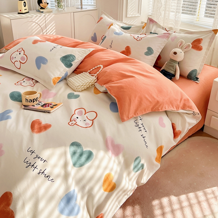 91家纺网 家纺一手货源 找家纺 世爵 2026新款亲肤磨毛印花单被套 甜心小兔