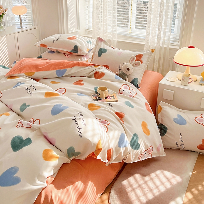 91家纺网 家纺一手货源 找家纺 世爵 2026新款亲肤磨毛印花单被套 甜心小兔