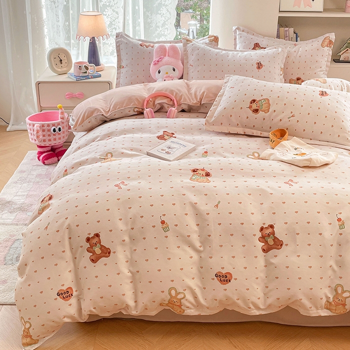 91家纺网 家纺一手货源 找家纺 世爵 2026新款亲肤磨毛印花单被套 小熊派对