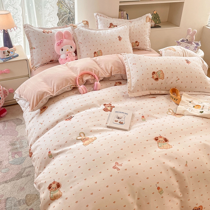 91家纺网 家纺一手货源 找家纺 世爵 2026新款亲肤磨毛印花单被套 小熊派对