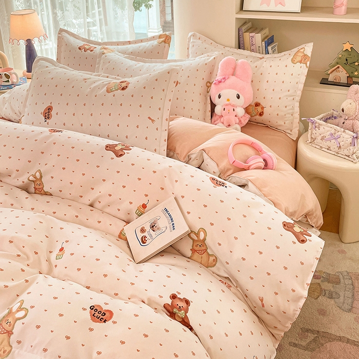 91家纺网 家纺一手货源 找家纺 世爵 2026新款亲肤磨毛印花单被套 小熊派对