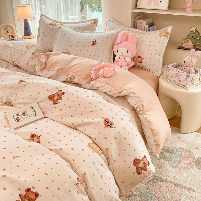 91家纺网 家纺一手货源 找家纺 世爵 2026新款亲肤磨毛印花单被套 小熊派对