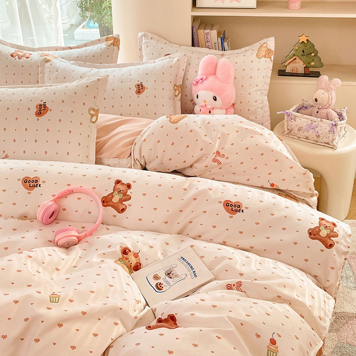 91家纺网 家纺一手货源 找家纺 世爵 2026新款亲肤磨毛印花单被套 小熊派对