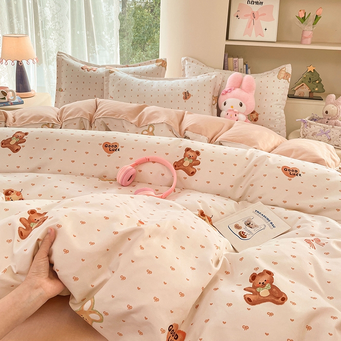 91家纺网 家纺一手货源 找家纺 世爵 2026新款亲肤磨毛印花单被套 小熊派对