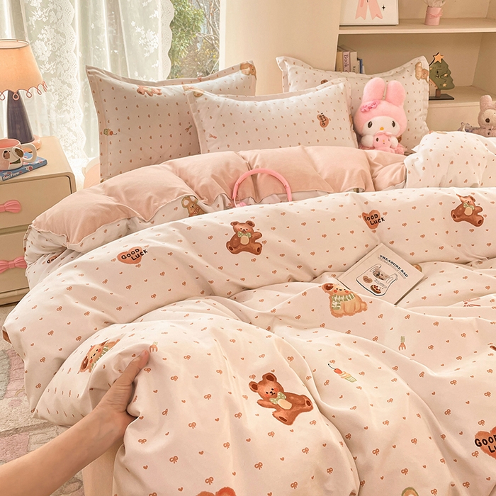 91家纺网 家纺一手货源 找家纺 世爵 2026新款亲肤磨毛印花单被套 小熊派对