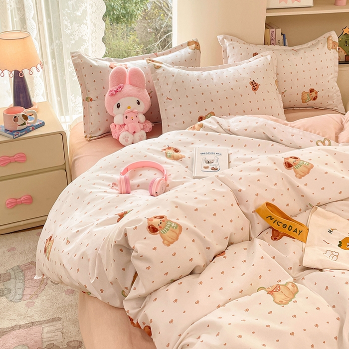 91家纺网 家纺一手货源 找家纺 世爵 2026新款亲肤磨毛印花单被套 小熊派对