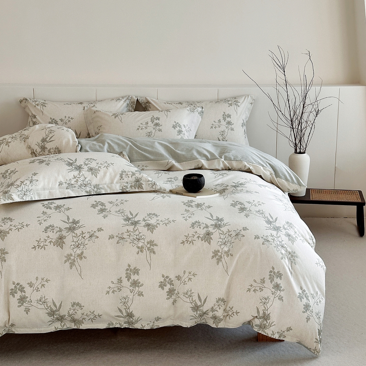 91家纺网 家纺一手货源 找家纺 锦罗绣 2026新款纯棉棉麻四件套-单被套 花隐溪