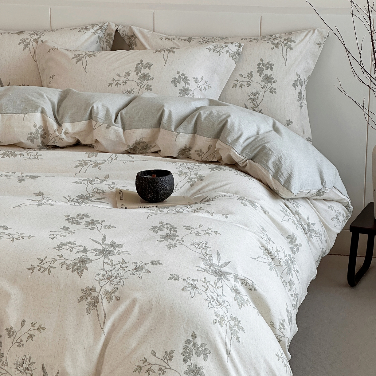 91家纺网 家纺一手货源 找家纺 锦罗绣 2026新款纯棉棉麻四件套-单被套 花隐溪