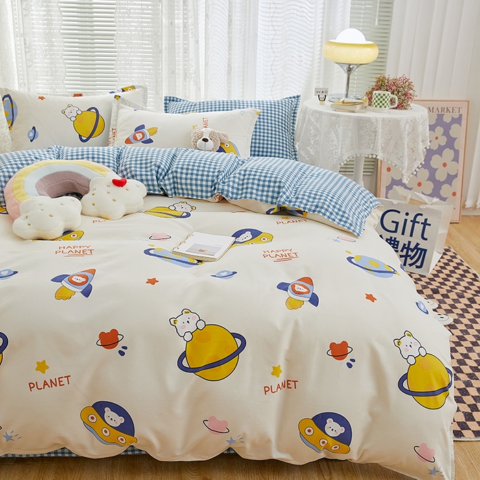 91家纺网 家纺一手货源 找家纺 世爵 2026新款亲肤磨毛印花单被套 星际探险