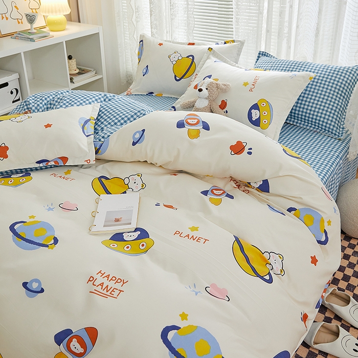 91家纺网 家纺一手货源 找家纺 世爵 2026新款亲肤磨毛印花单被套 星际探险