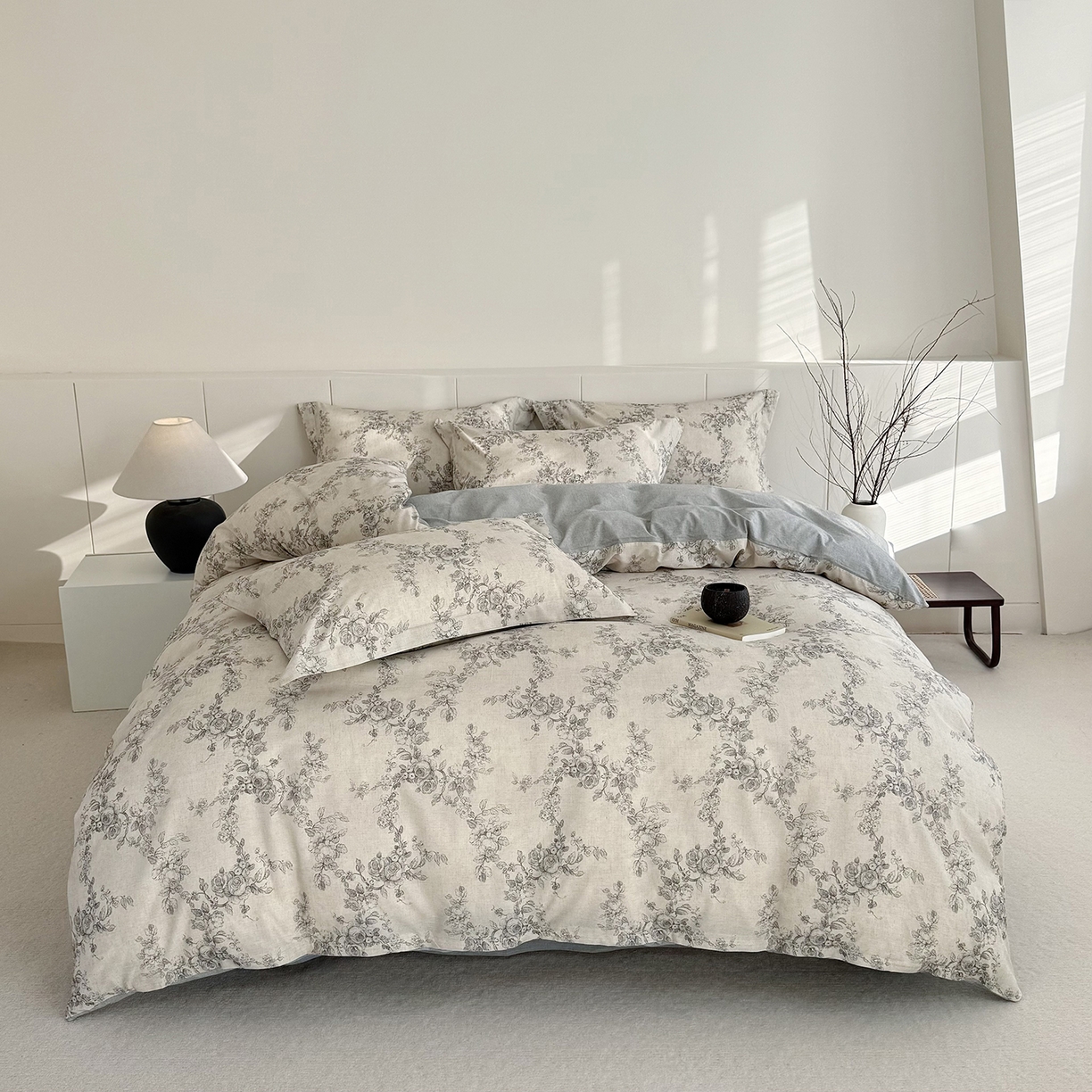 91家纺网 家纺一手货源 找家纺 锦罗绣 2026新款纯棉棉麻四件套-单被套 玫萱